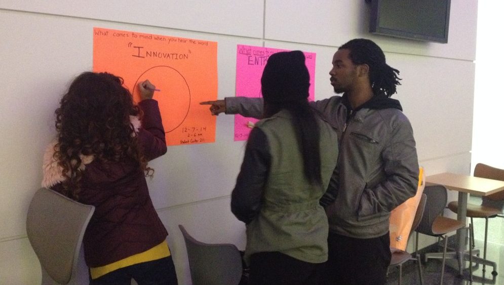 Students found brainstorming in the School of Architecture.